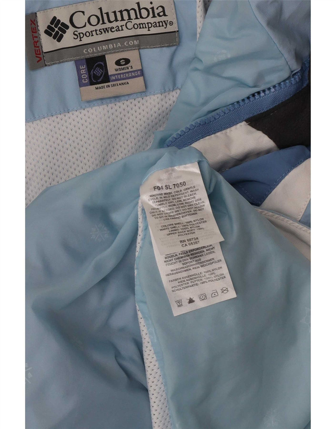 Columbia Dame Hætte Oversized regnjakke UK 10 Small Blue Colourblock