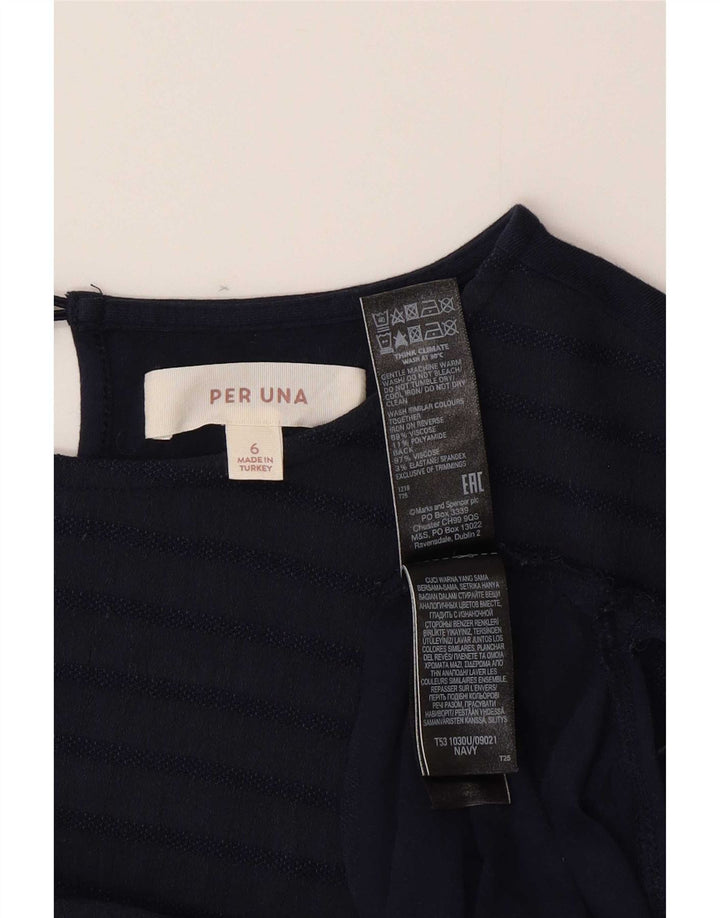 Marks & Spencer damebluse top UK 6 XS marineblå stribet viskose