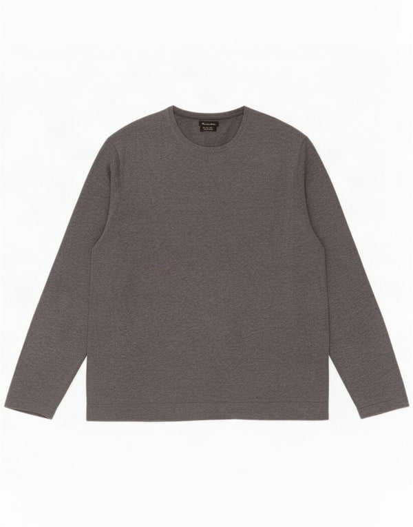Massimo Dutti Mens Top Long Sleeve XL Grey Cotton