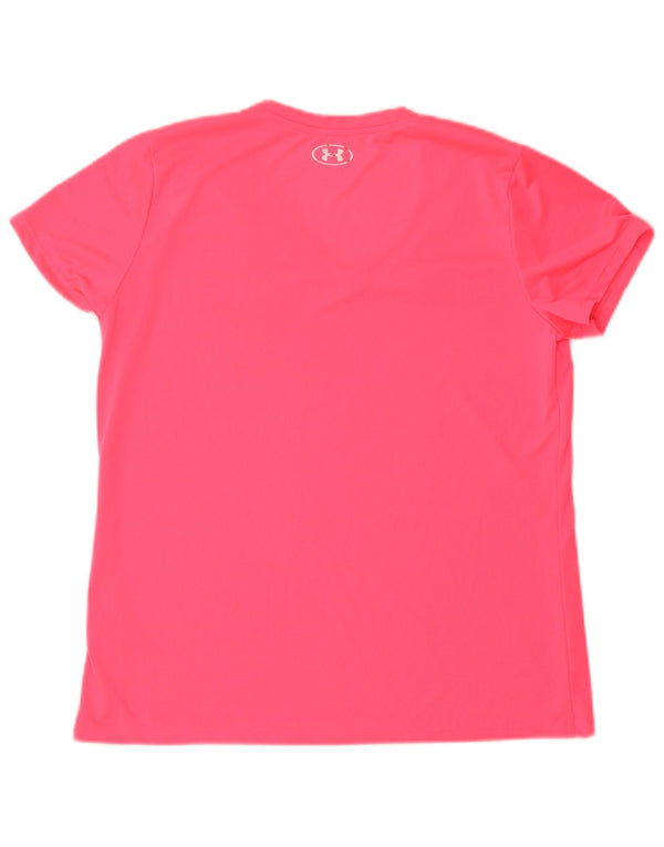 UNDER ARMOUR Dame Heat Gear T-Shirt Top UK 16 Large Pink