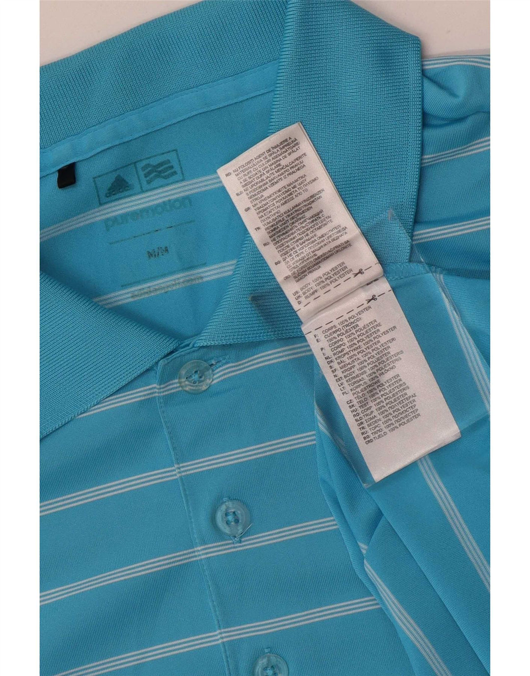 Adidas Poloskjorte til mænd mellemblå stribet polyester