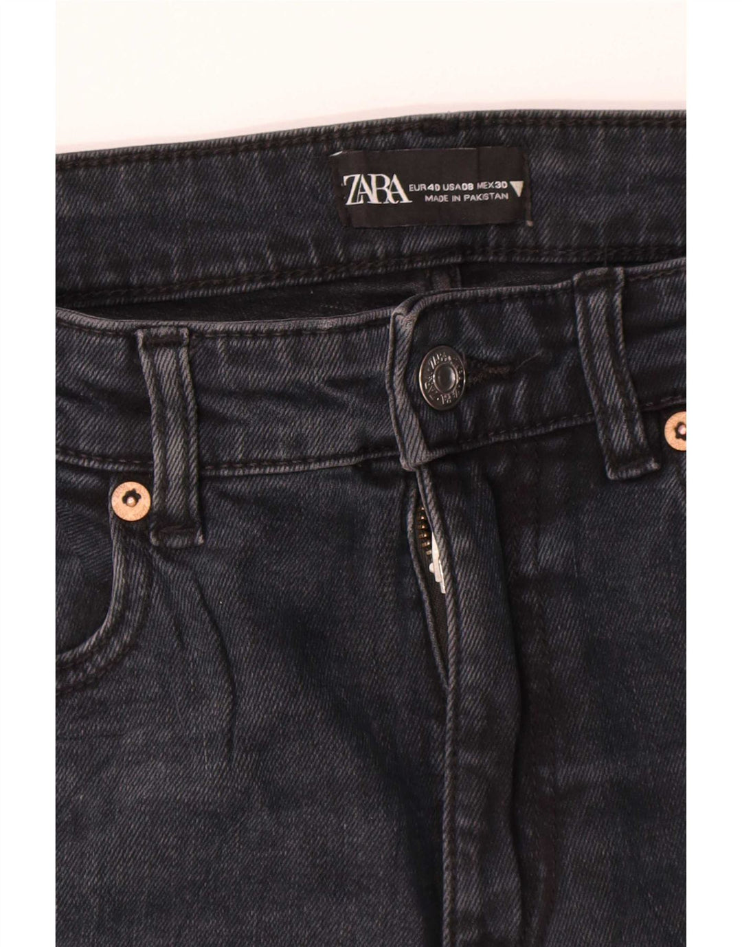 Zara Womens High Waist Crop Bootcut Jeans EU 40 Medium W30 L25 Black