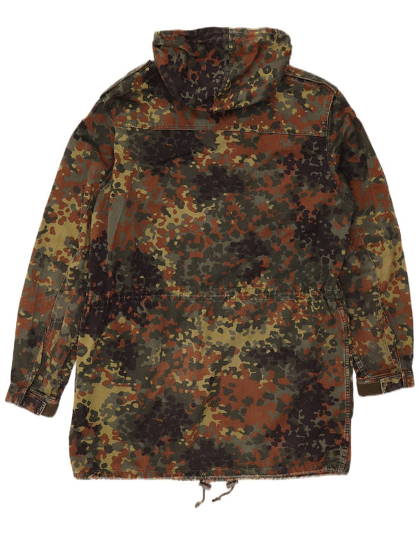 Vintage Herre Hætte Militær Overfrakke UK 40 Stor Khaki Camouflage