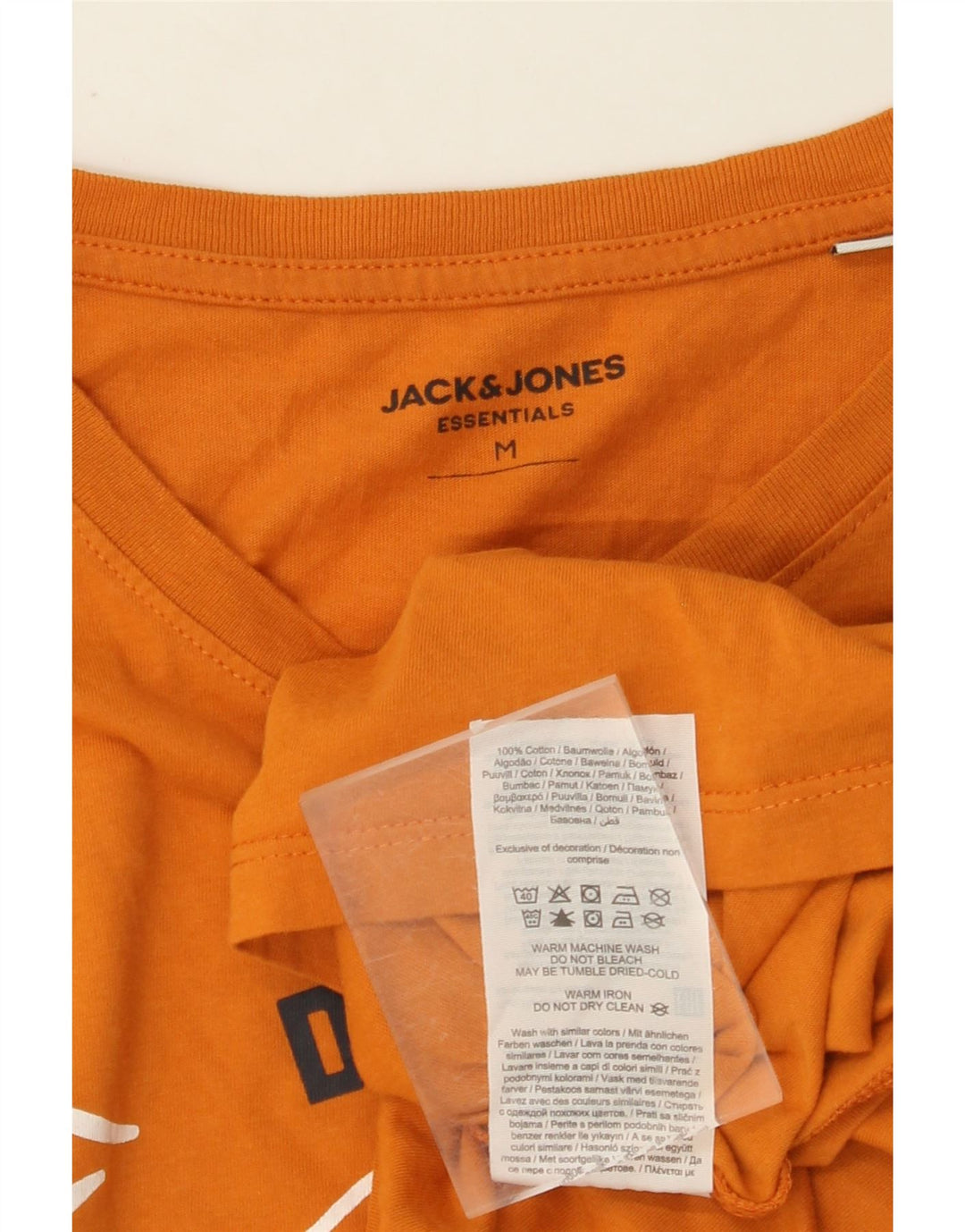 JACK & JONES Herre grafisk T-shirt Top Medium Orange Bomuld