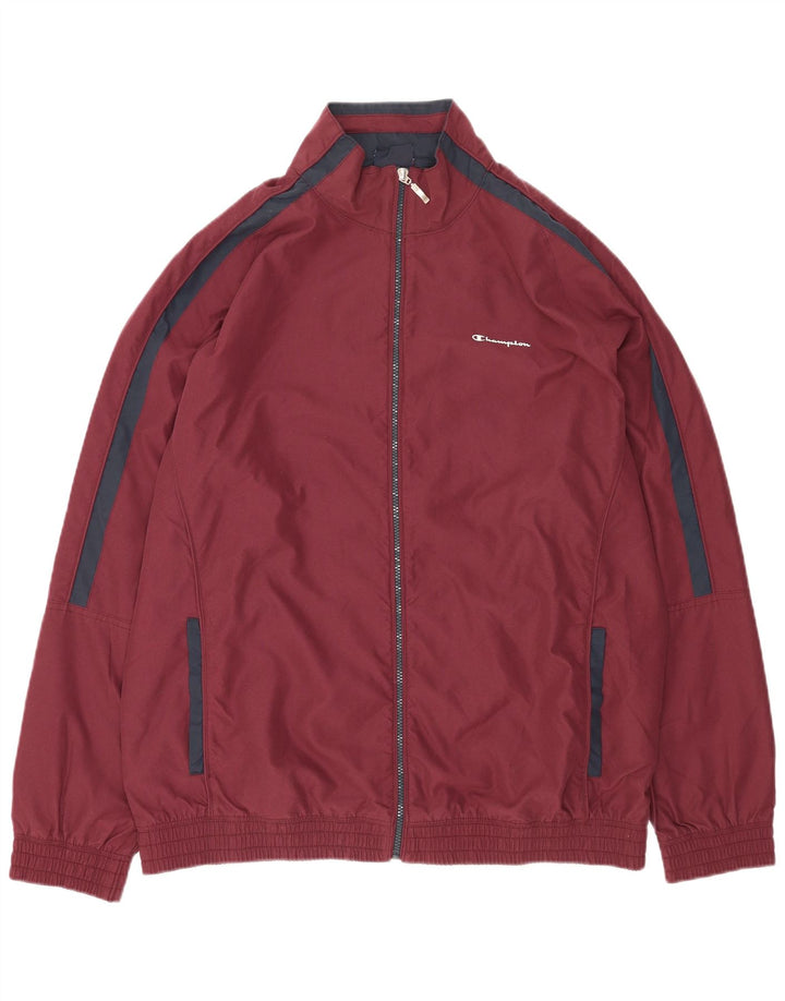 Champion Herre Windbreaker Jacket UK 46 3XL Burgundy Colourblock Polyester
