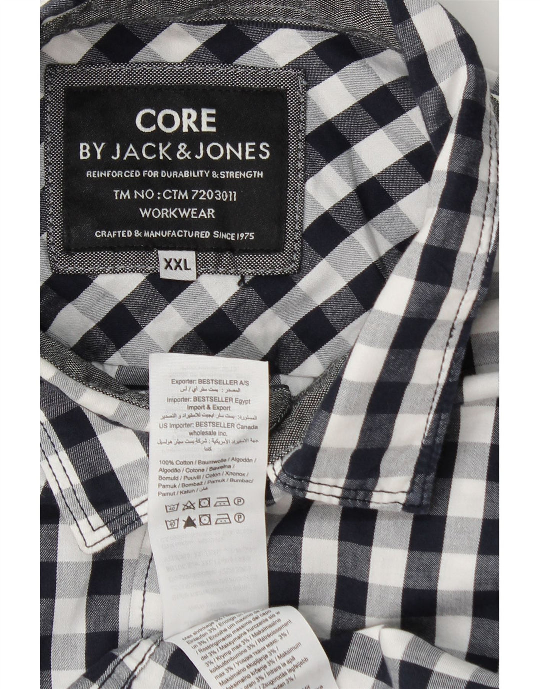 Jack & Jones herreskjorte 2XL marineblå Gingham bomuld