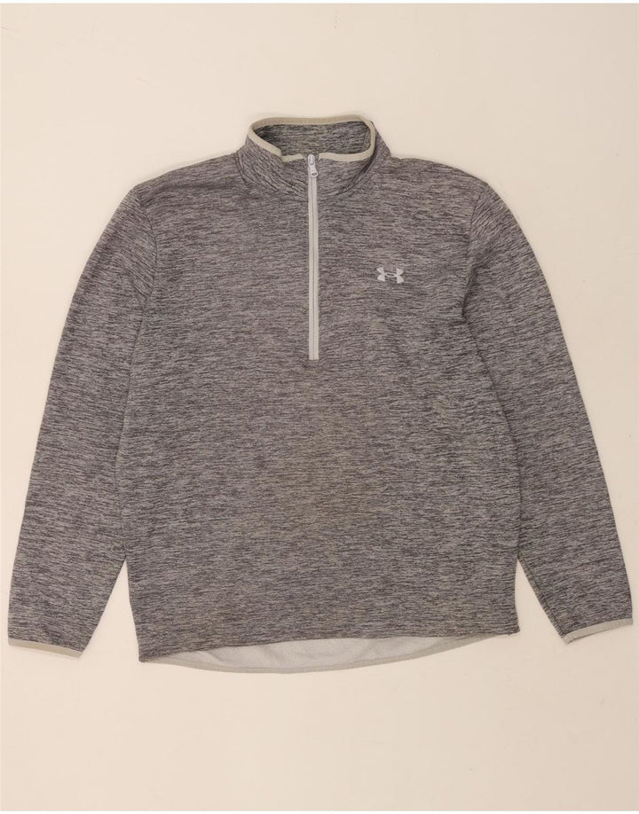Under Armour Herre Zip Neck Sweatshirt Jumper Medium Grey Flecked Polyester