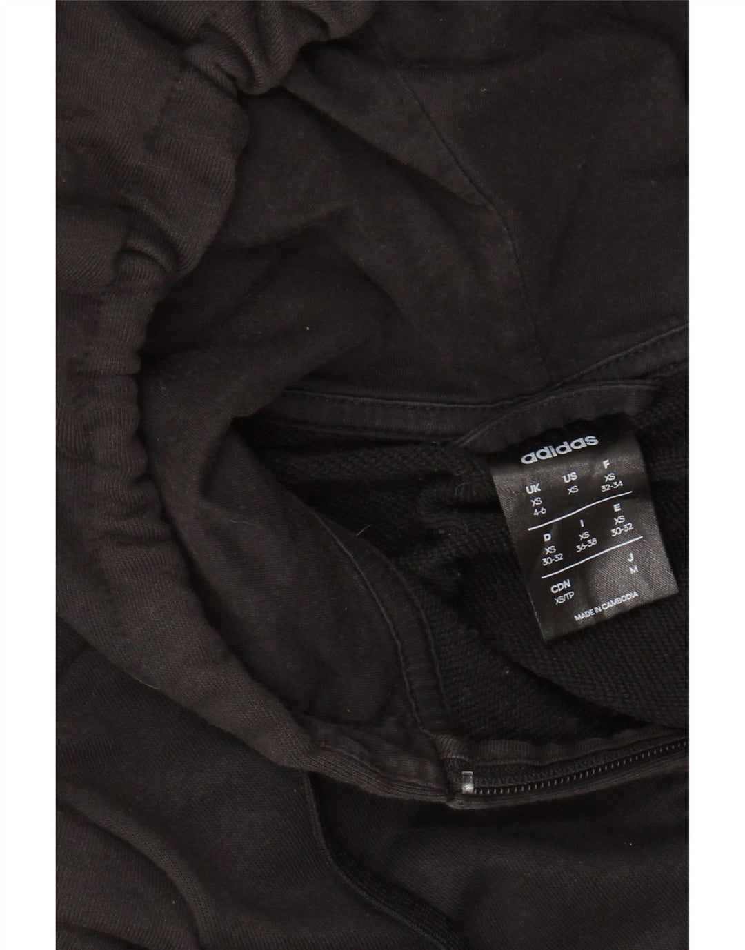 ADIDAS grafisk hættetrøje med lynlås til kvinder UK 4/6 XS Sort