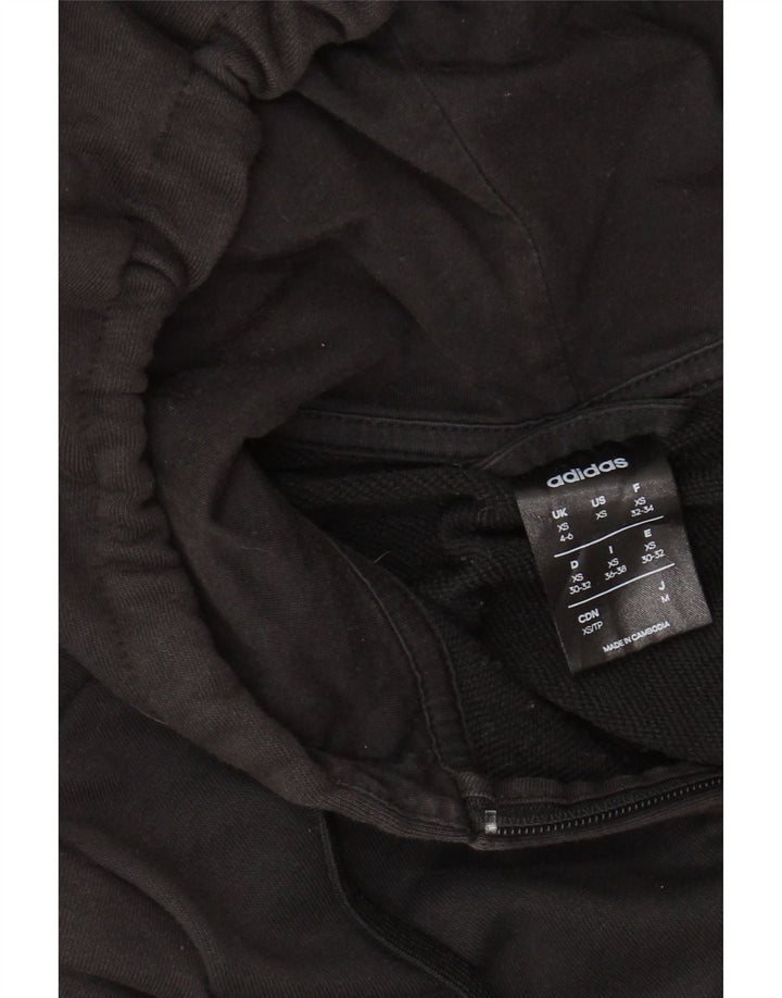 ADIDAS grafisk hættetrøje med lynlås til kvinder UK 4/6 XS Sort