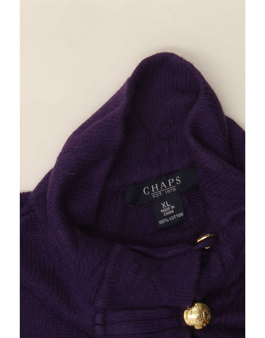 Chaps Dame Button Neck Jumper Sweater UK 18 XL Lilla Bomuld
