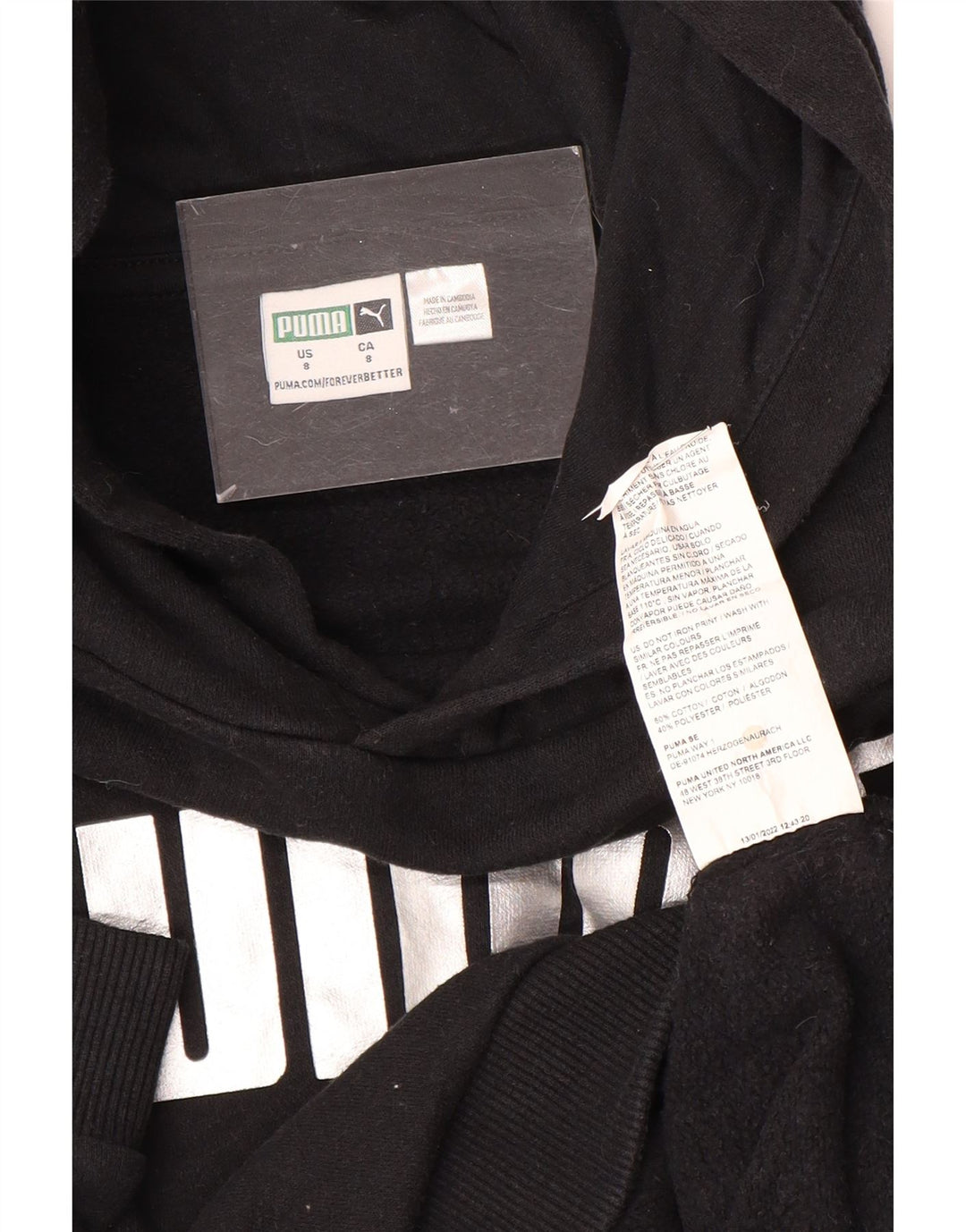 PUMA Grafisk hættetrøje til piger 7-8 år Sort bomuld