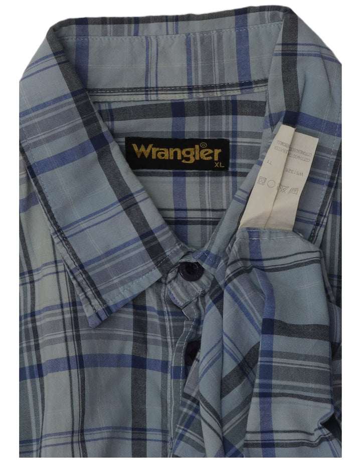 WRANGLER Herreskjorte XL Blå ternet bomuld