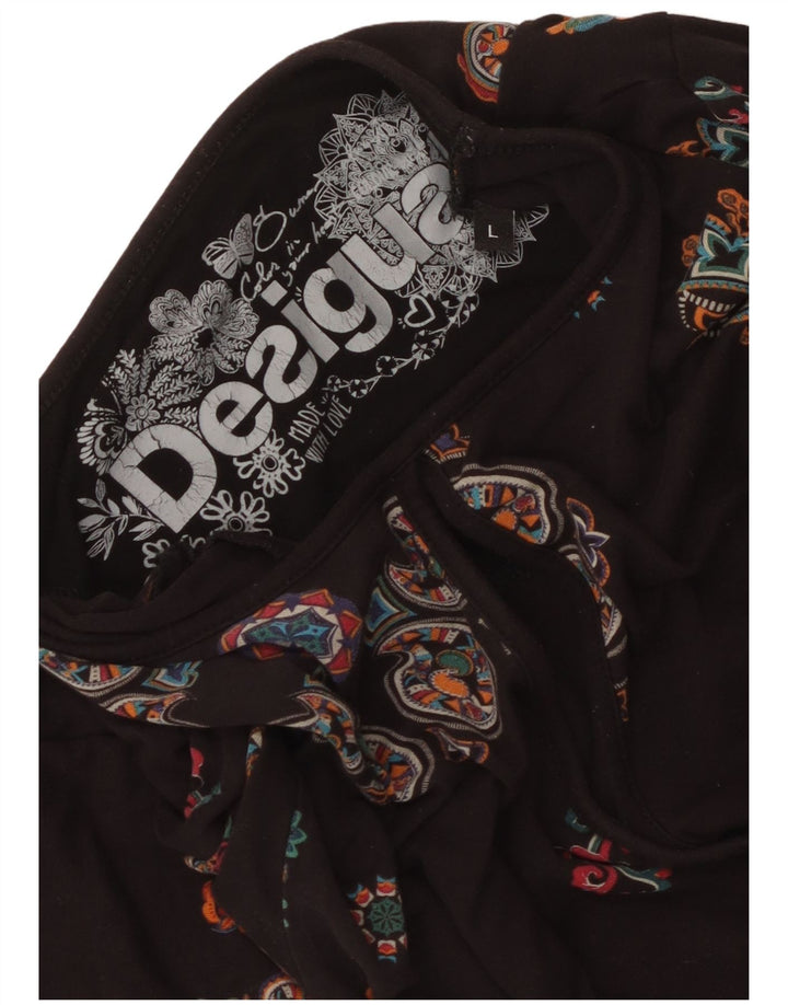 Desigual Dame Top Langærmet UK 14 Large Black Floral