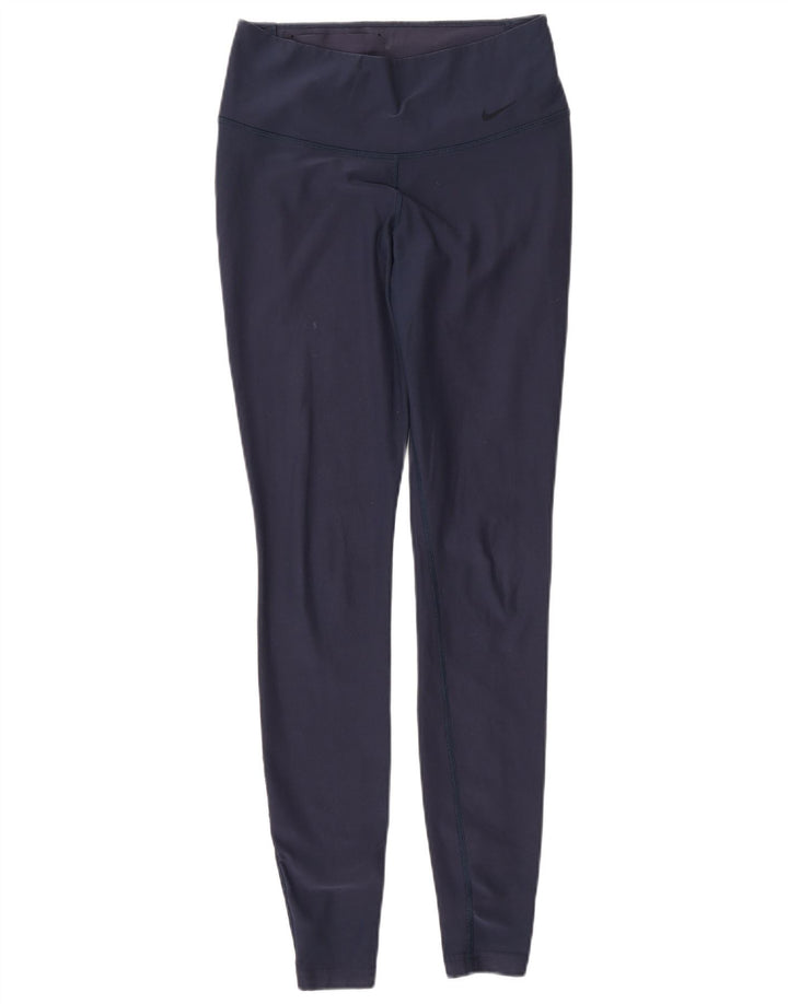 NIKE Dame Dri Fit Leggings UK 6 XS Navy Blue Polyester