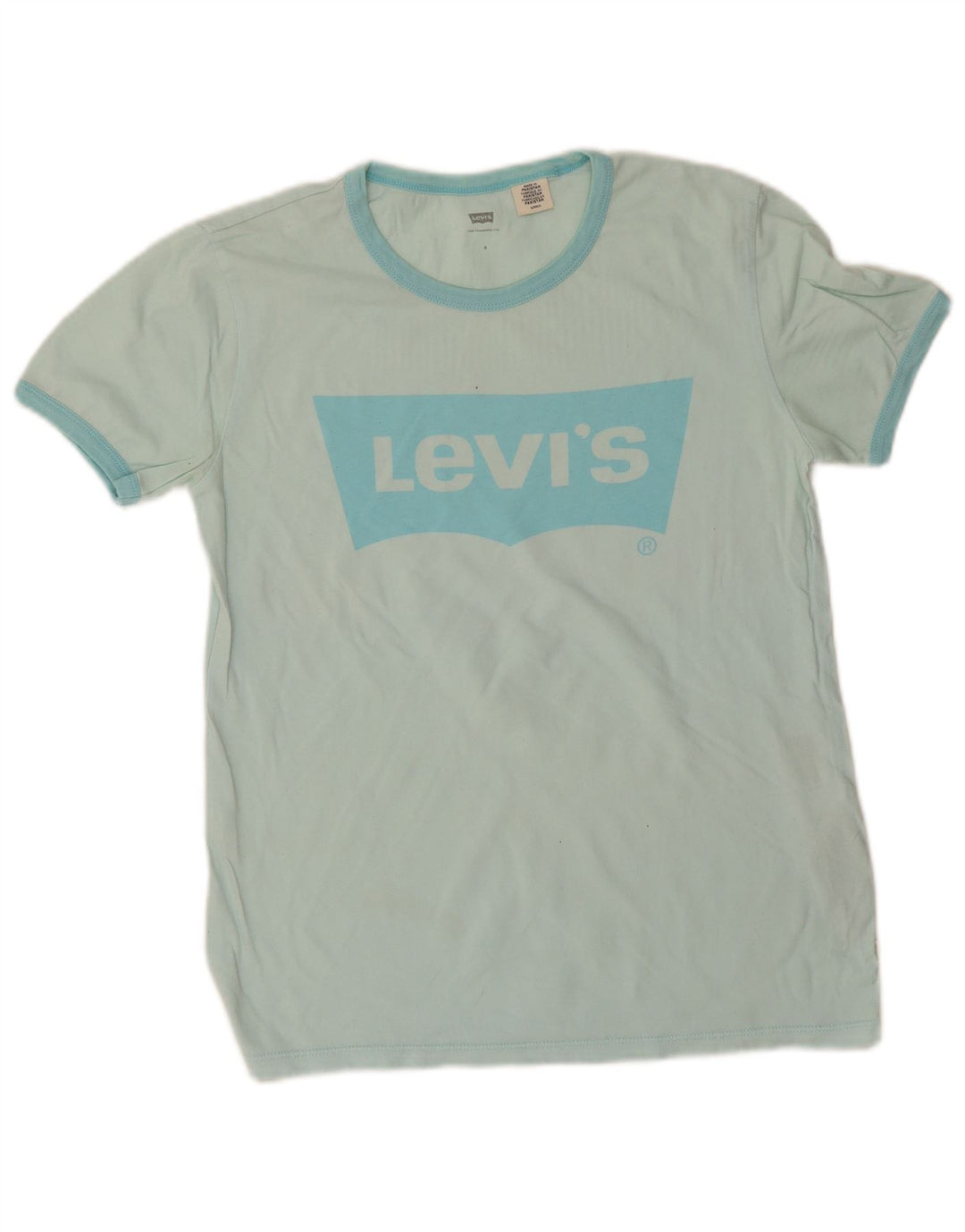 Levi's Dame Grafisk T-Shirt Top UK 10 Lille Blå Bomuld