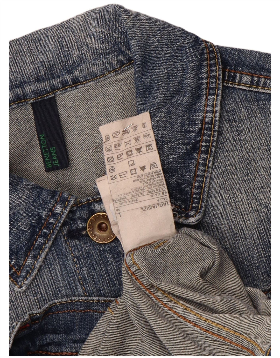 Benetton Dame denimjakke UK 14 Stor Blå Bomuld