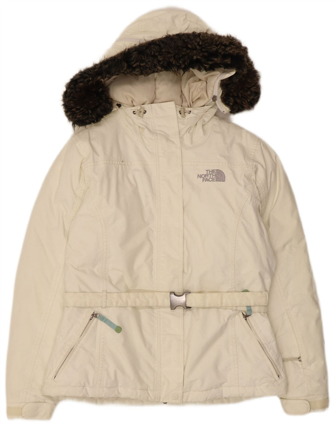 The North Face Dame Hætte Polstret Jakke UK 14 Medium Beige Nylon