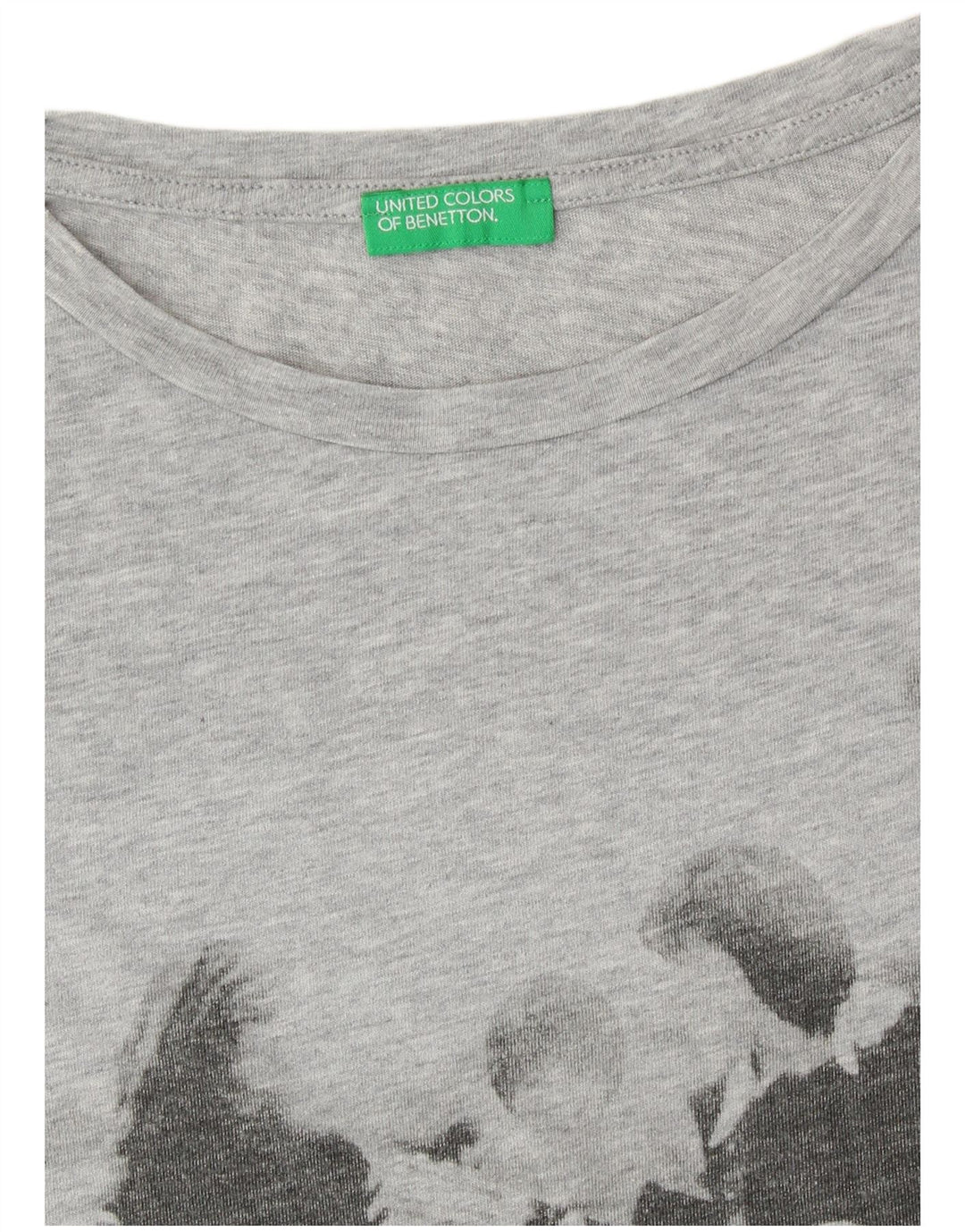 UNITED COLOURS OF BENETTON Dame grafisk T-shirt top UK 14 mellemgrå