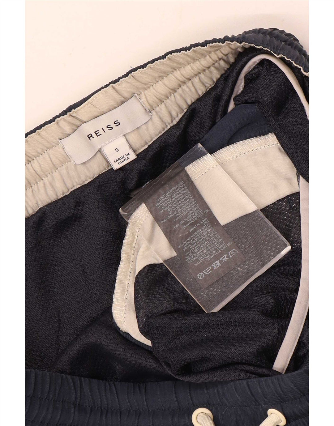 Reiss Badeshorts til mænd Small Navy Blue Colourblock Polyester