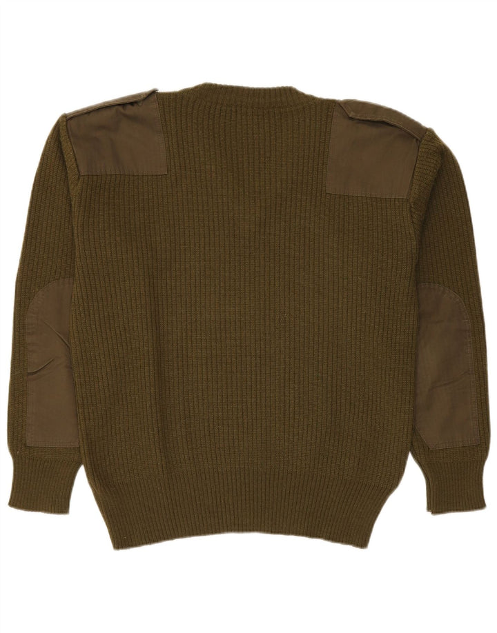 Vintage Herre militær V-hals sweater mellemgrøn