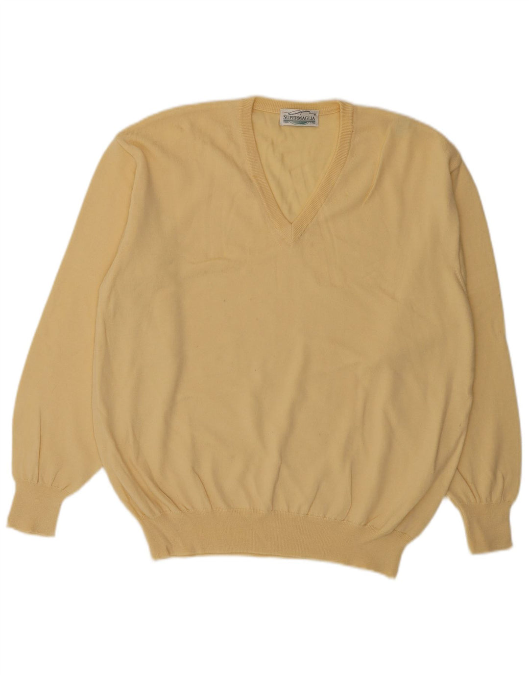 Supermaglia Herre V-hals sweater Medium Gul Uld