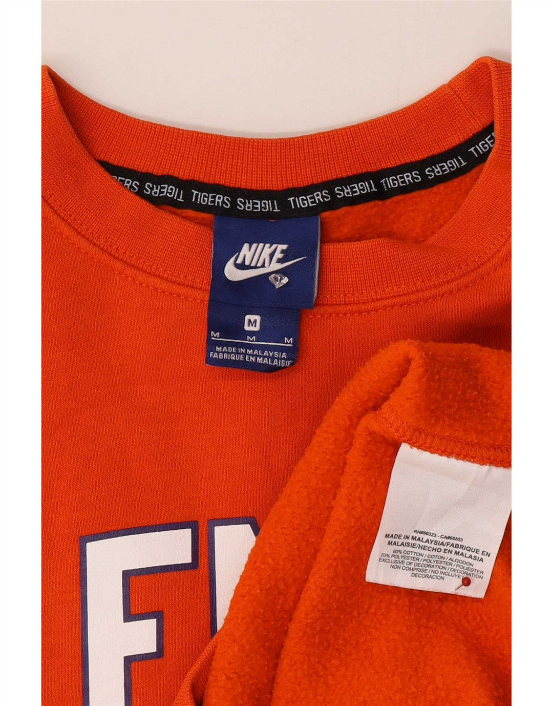 Nike Herre Clemson Graphic Sweatshirt Jumper Medium Orange Bomuld