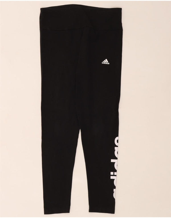 Adidas Dame Tight Fit Grafiske Leggings UK 16/18 Large Black Bomuld