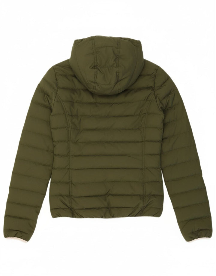 ADIDAS Womens Hooded Bomber Padded Jacket UK 6 XS Khaki Polyester Vintage Adidas and Second-Hand Adidas from Messina Hembry 