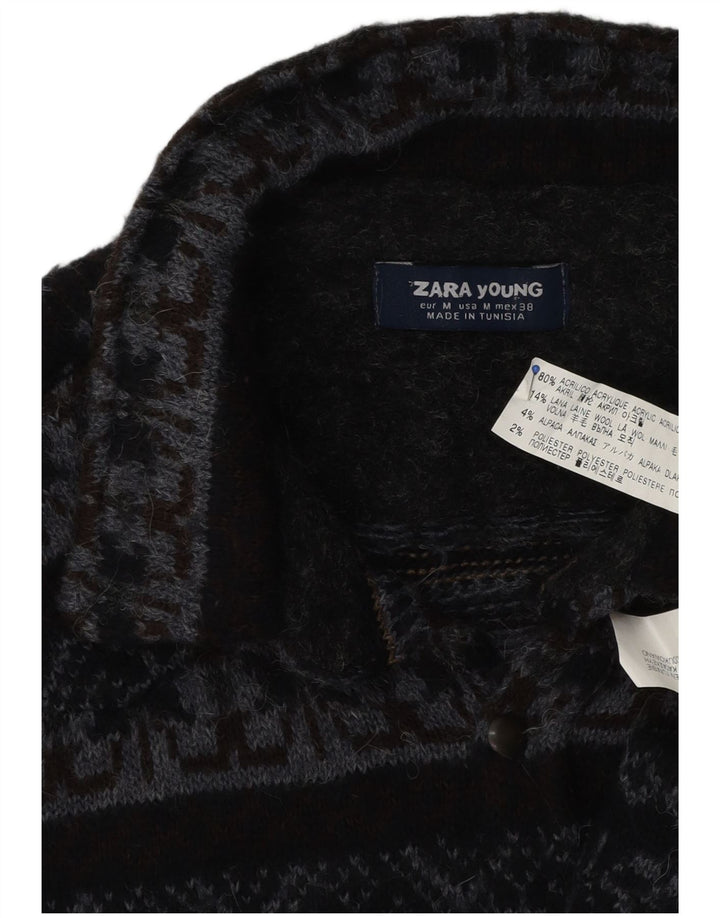 Zara Boys Overshirt Shirt 15-16 år Medium Navy Blue Fair Isle Akryl