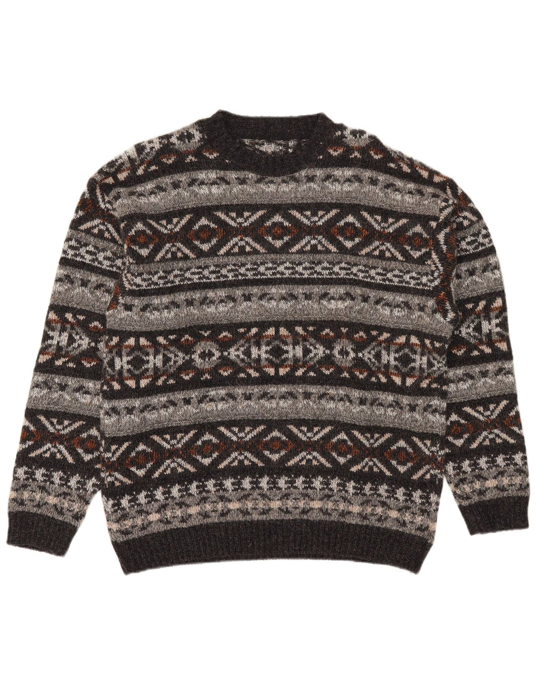 Vintage mænd med rund hals sweater medium flerfarvet Fair Isle