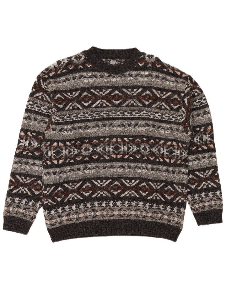 Vintage mænd med rund hals sweater medium flerfarvet Fair Isle