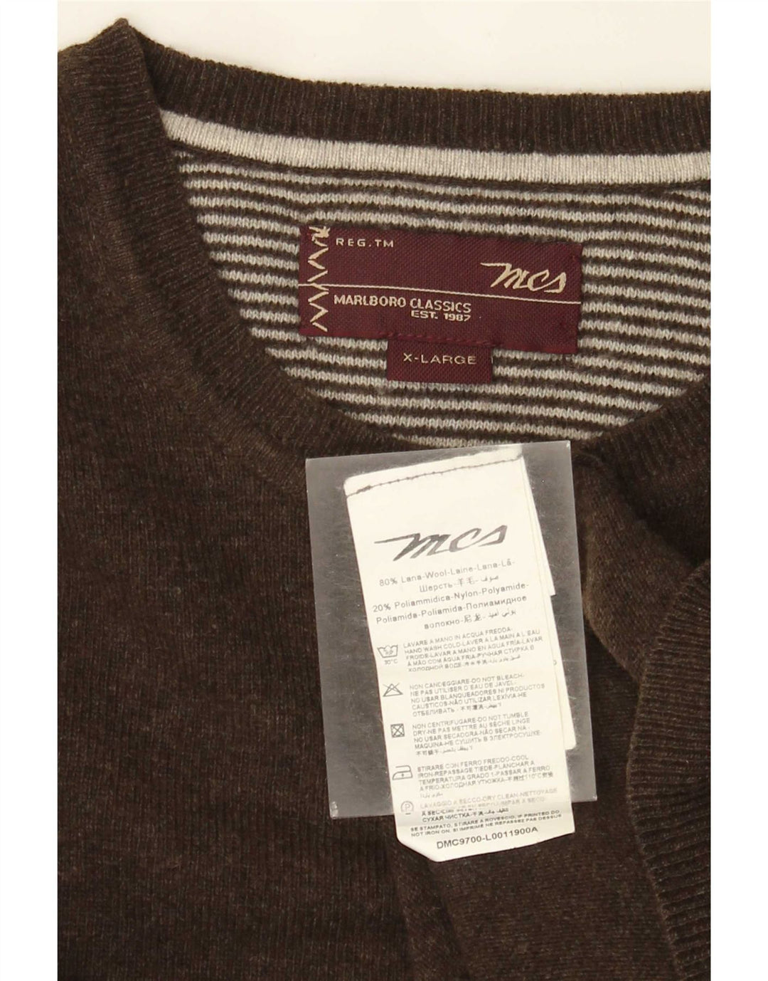 Marlboro Classics Herre Crew Neck Jumper Sweater XL Brun Uld