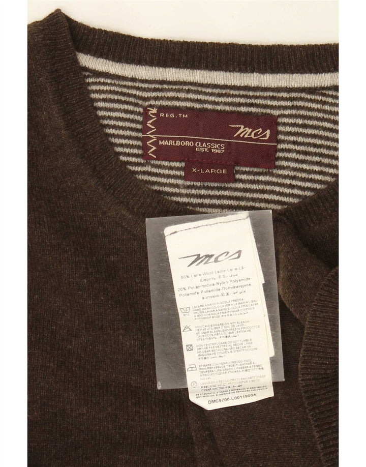 Marlboro Classics Herre Crew Neck Jumper Sweater XL Brun Uld