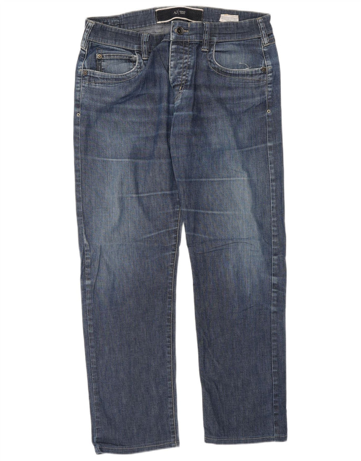 Armani Straight Jeans til mænd W34 L30 Marineblå Bomuld