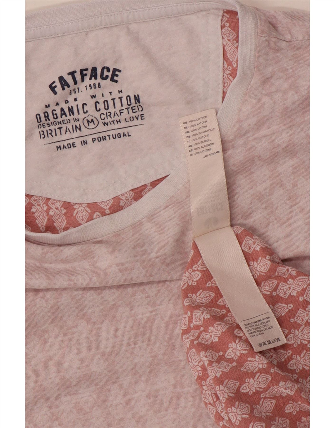 Fat Face Herre T-Shirt Top Medium Pink Paisley Cotton