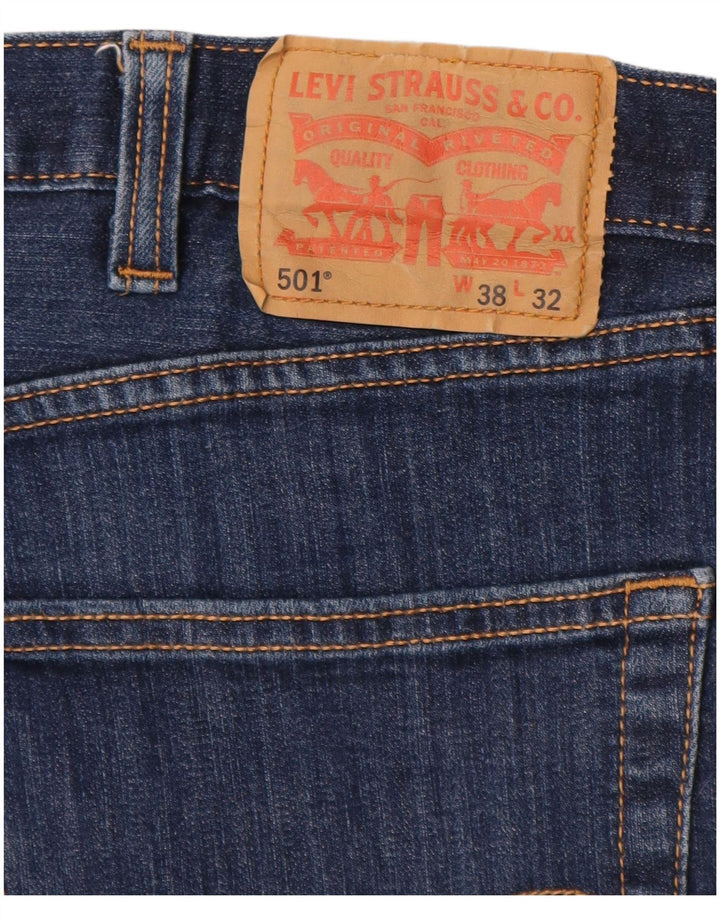 Levi's Herre 501 Straight Jeans W38 L32 Marineblå Bomuld