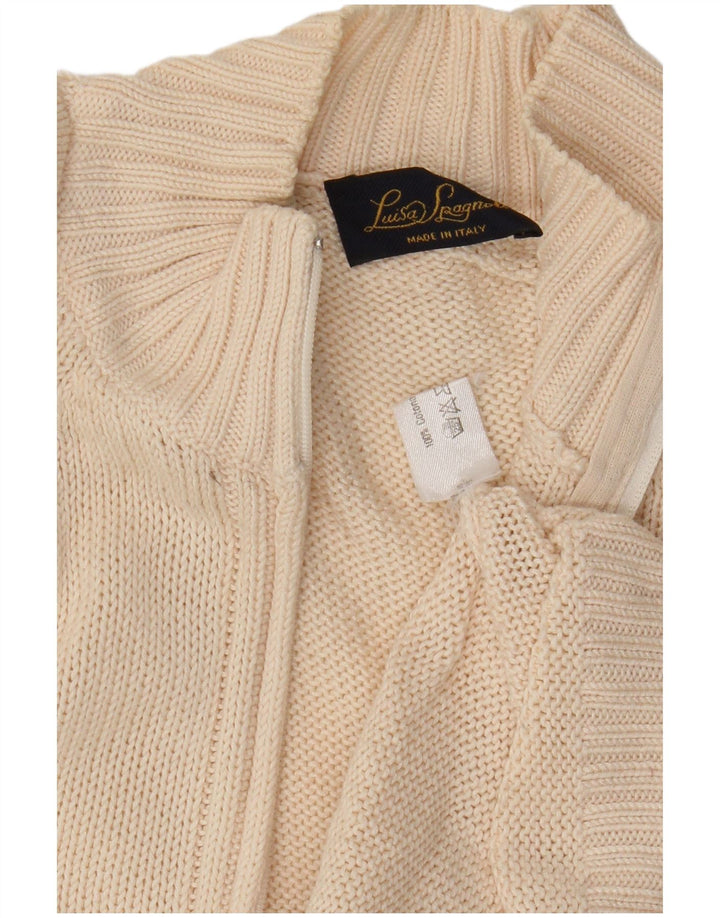 Luisa Spagnoli Dame Cardigan Sweater UK 14 Medium Off White Bomuld