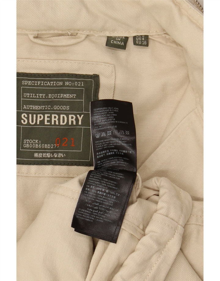 Superdry Womens Crop Oversized Utility Jacket UK 8 Small Beige Bomuld