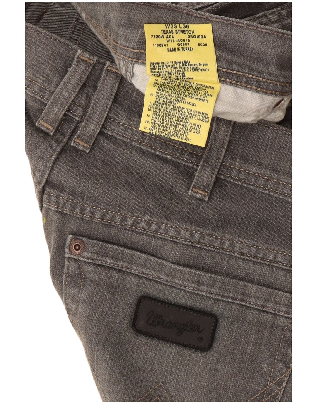 Wrangler Herre Texas Stretch Straight Jeans W33 L36 Grå Bomuld