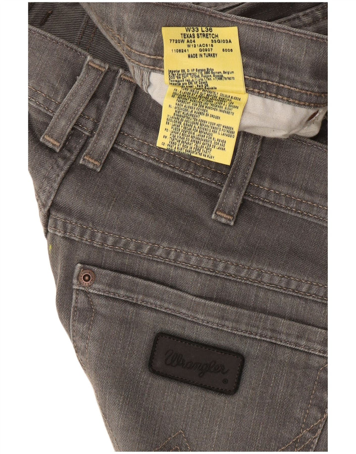 Wrangler Herre Texas Stretch Straight Jeans W33 L36 Grå Bomuld
