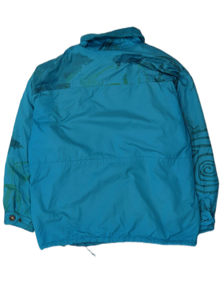 VINTAGE Mens Abstract Pattern Pullover Windbreaker Jacket UK 42 XL Blue