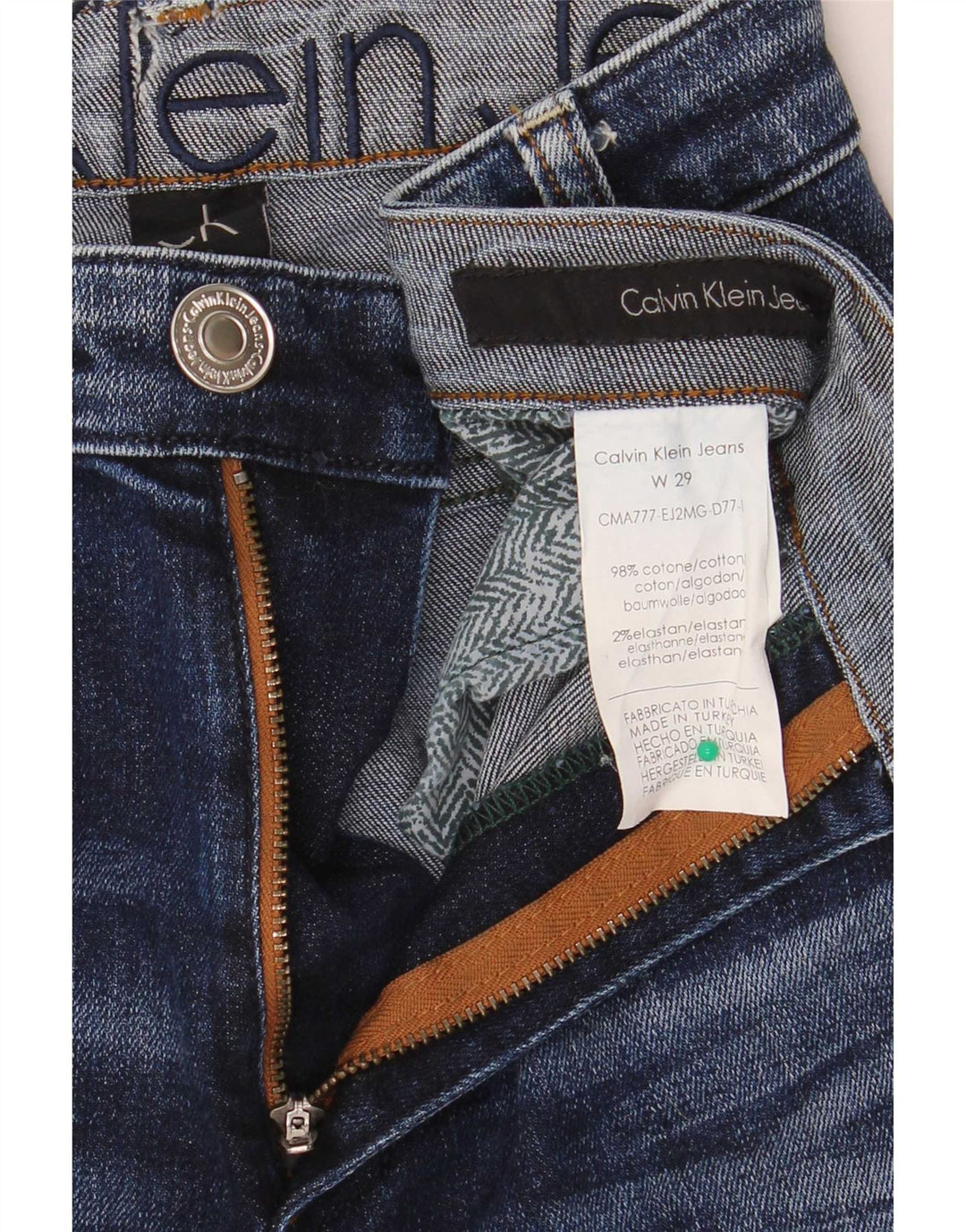 Calvin Klein Dame Slim Jeans W29 L30 Marineblå Bomuld