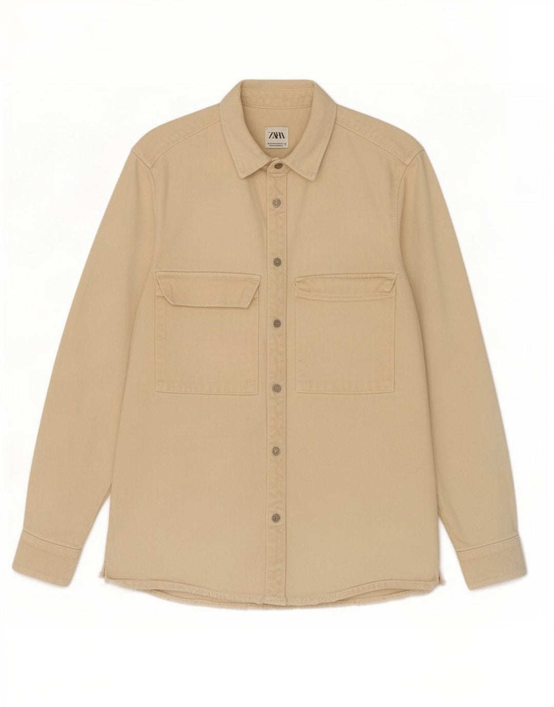 Zara Herre Relaxed Fit Denim Shirt Medium Off White