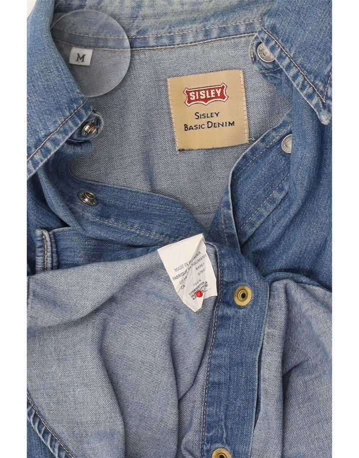 Sisley Herre Denim Shirt Medium Blue Bomuld