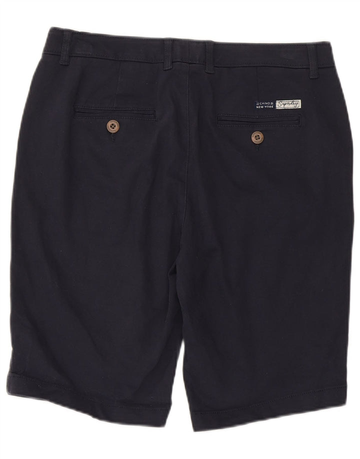SUPERDRY Chino Shorts til kvinder UK 10 Small W30 Navyblå Bomuld