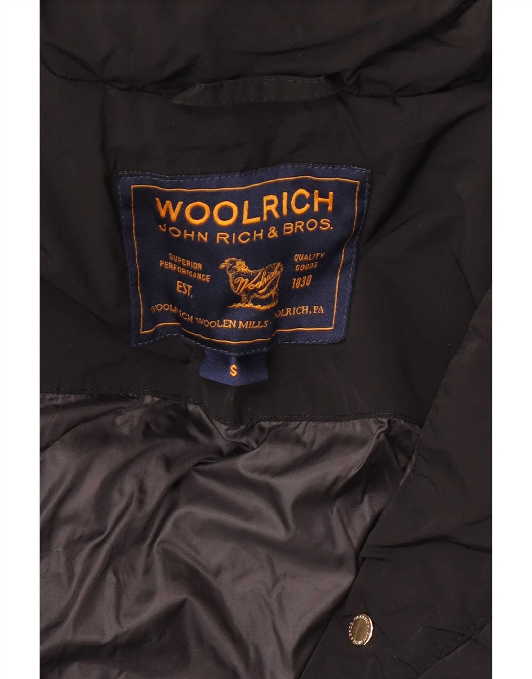Woolrich Polstret hættejakke til kvinder UK 10 Lille sort polyester