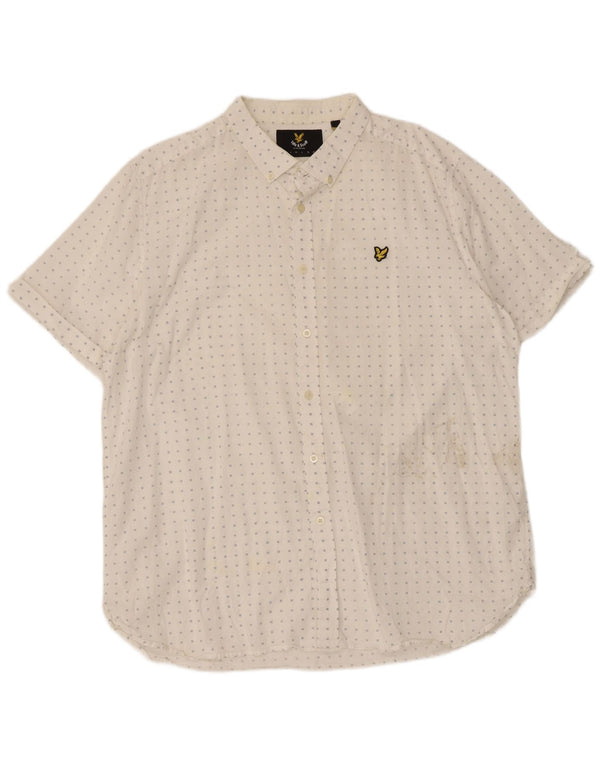 Lyle & Scott kortærmet herreskjorte 2XL hvid plettet bomuld