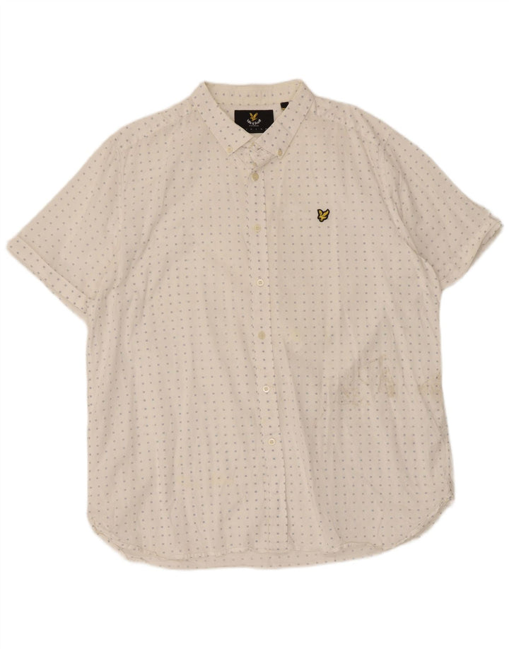 Lyle & Scott kortærmet herreskjorte 2XL hvid plettet bomuld