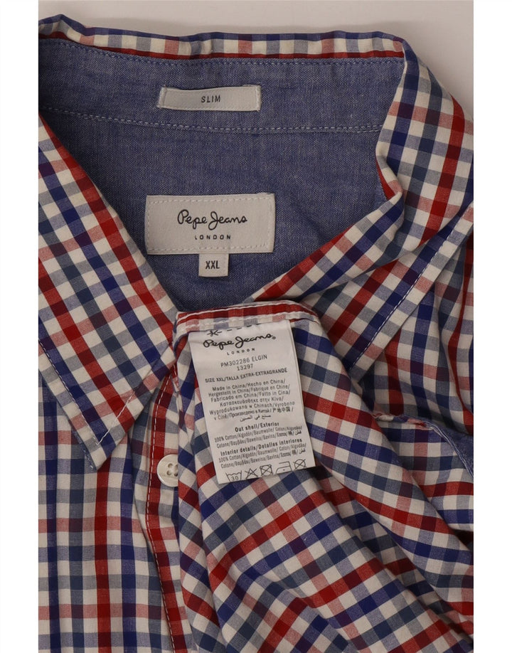 PEPE JEANS Slim skjorte herre 2XL flerfarvet Gingham Bomuld