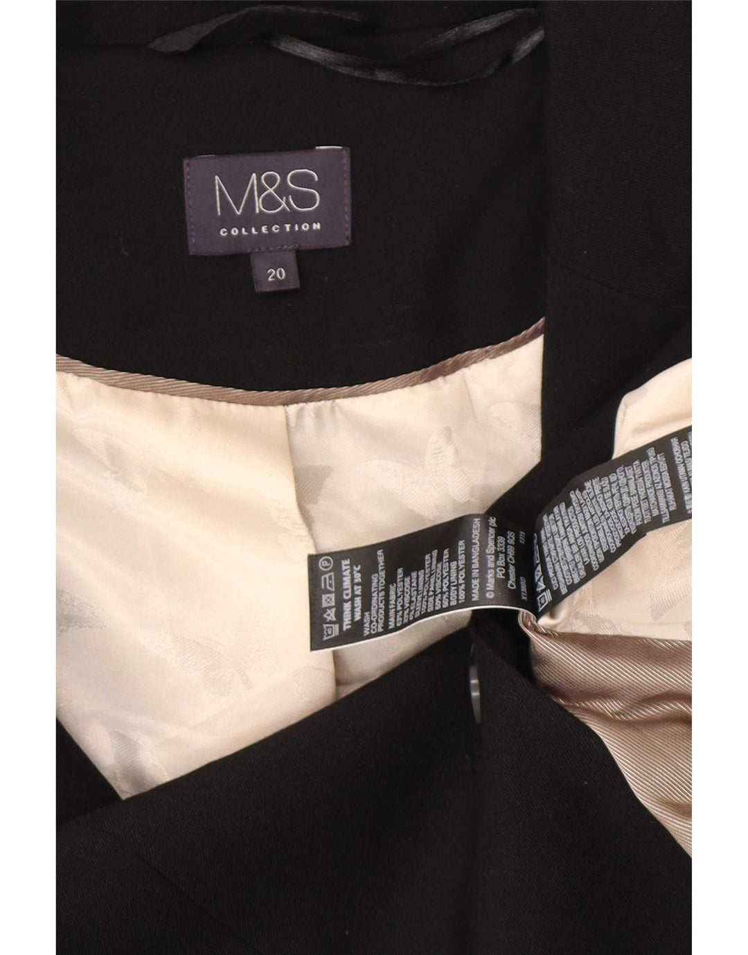 Marks & Spencer Dame 1 Knap Blazer Jakke UK 20 2XL Sort Polyester